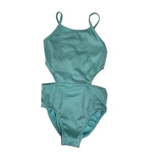 George Girls 1 Piece Ribbed Swimsuit with Side Cutouts Teal Size M 7/8